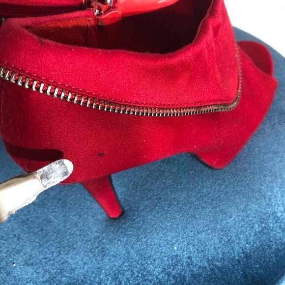 Body Central Red Platform Peep Toe Stiletto Heels Size 8 - Picture 11 of 12